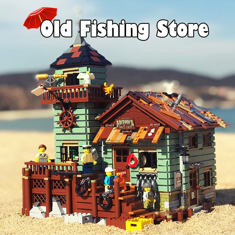16050 Ideas Movie Series The Old Fishing Store Beach Resort House Building Block Bricks Toys Gift For Children 21310