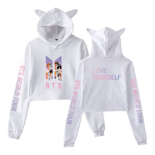 Load image into Gallery viewer, 2021 Amazon multi-color BTS hooded short print hoodie woman 2238