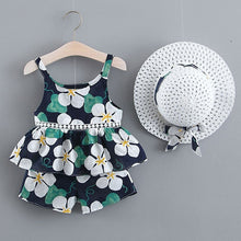 Load image into Gallery viewer, Cute Girls Clothing Sets Summer Casual Print Kids Clothing Sets Sleeveless Chiffon T-shirt Shorts 2PCS New Children Girls Suit