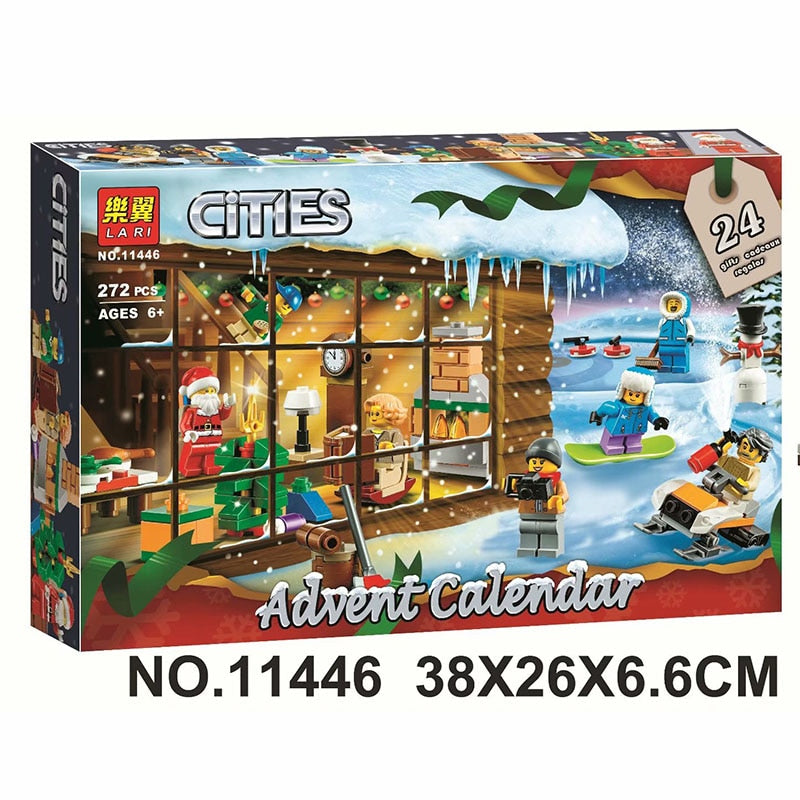 In stock Bela 11446 City series Advent Calendar Building Blocks Bricks Kids education Toys Christmas gift compatible with 60235