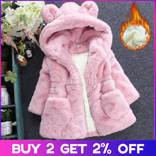 Load image into Gallery viewer, Menoea Girls Coats Fashion Winter Warm Thickening Kids Outwear Cute Ear Hooded Coat Girls Costume Solid Children Clothing